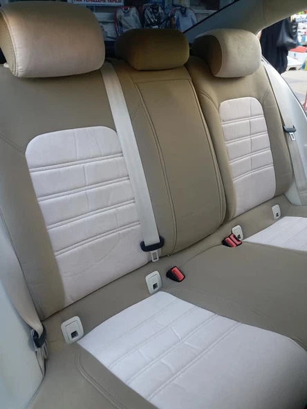 VW Passat B8 Ortalar Krem Tay Tüyü-Kenarlar Maldive Deri - Resim 7