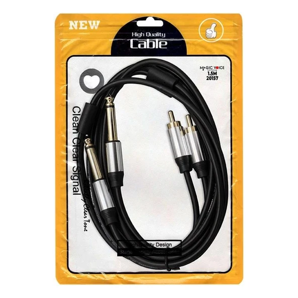 MAGİCVOİCE LD398 2X6.3 MM MONO ERKEK + 2XRCA ERKEK 1.5 METRE KABLO - 6