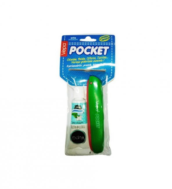 Vepa Pocket Diş Fırçası Macun Hediyeli Kırmızı Yeşil