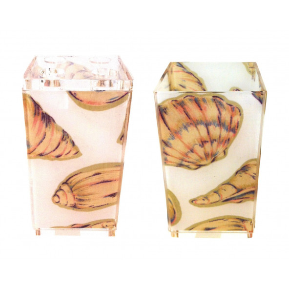 ZBOSP-C61 DİŞ FIRÇALIK VE MACUN KABI 2 Lİ BANYO SETİ İSTİRİDYE  AKRİLİK - Resim 2