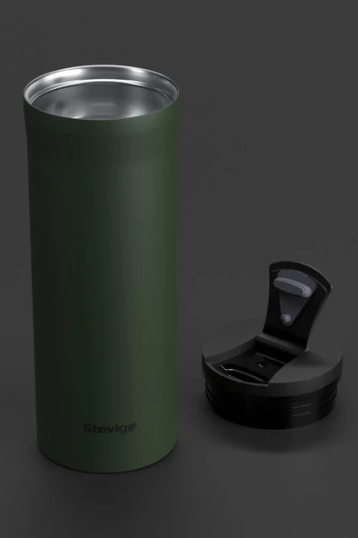 Stevig 2 Go Paslanmaz Çelik Termos Bardak 400 Ml Travel Mug Green ST-204 - 4