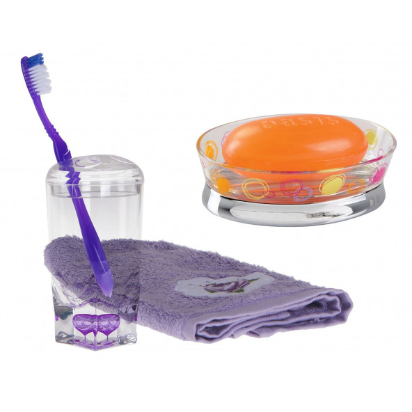 ZBOSP-C87 LİLA DİŞFIRCALIK VE SABUNLUK 2 Lİ BANYO SETİ ürün görseli