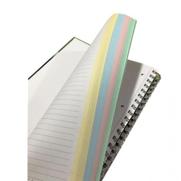 Özgün A4 Spiralli Sert Kapak Defter 160 Yaprak Kareli 4 Renk Bölmeli - 5