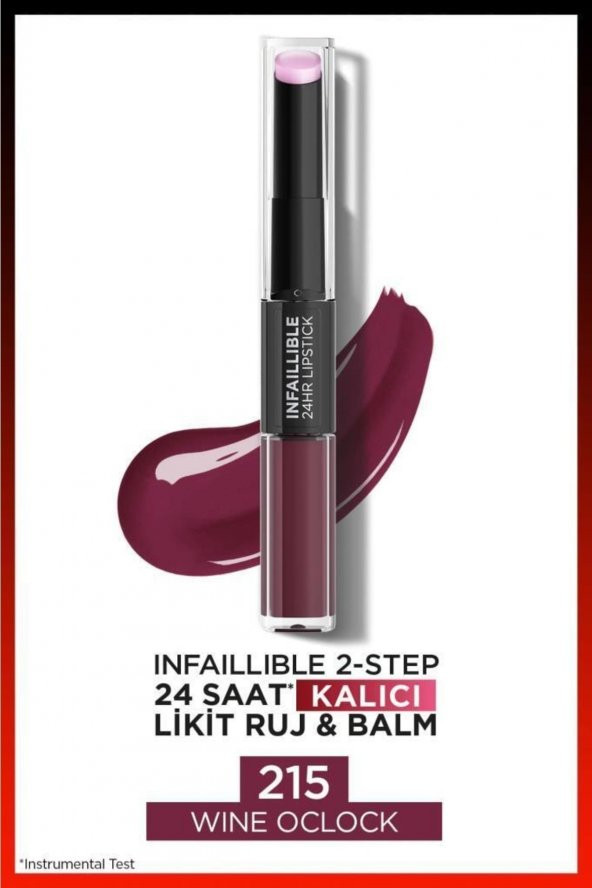 LOreal Paris Infaillible 2-step 24 Saat Kalıcı Likit Ruj & Balm - 215 Wine Oclock