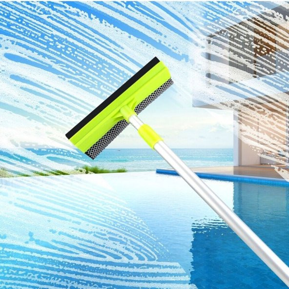 Pratik Teleskopik Sapli Süngerli Çekçekli Kolay Cam Silme Aleti - 3