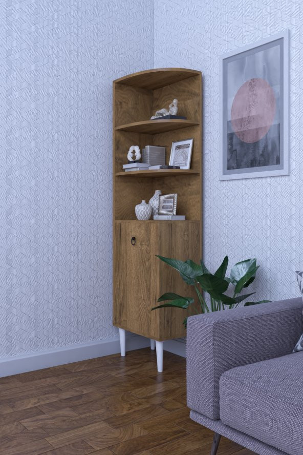 RAFİNERİ Dekoratif Dolap Köşe Rafı, Çok Amaçlı Raf, Salon Rafı - 2