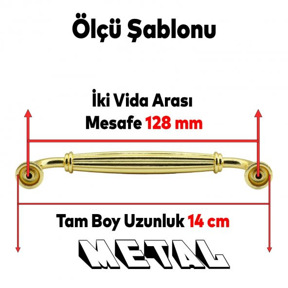Mobilya Mutfak Dolabı Çekmece Dolap Kapak Kulpu Kulbu Altın 128 mm Metal Kulp - Resim 3