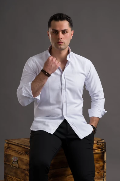 ADVANTE SLİMFİT DÜĞMELİ YAKA UZUN KOL ERKEK GÖMLEK - Resim 5