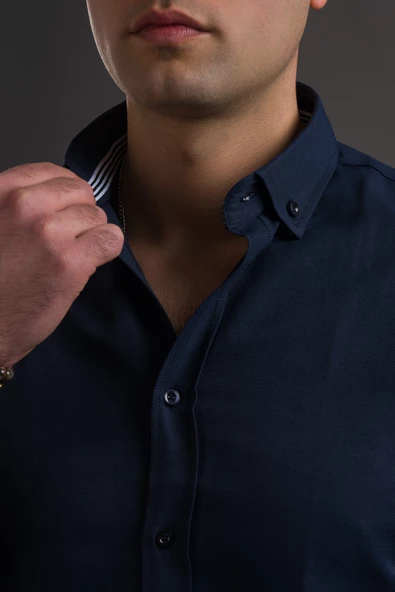 ADVANTE SLİMFİT DÜĞMELİ YAKA UZUN KOL ERKEK GÖMLEK - Resim 12