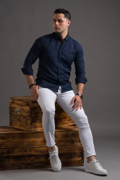 ADVANTE SLİMFİT DÜĞMELİ YAKA UZUN KOL ERKEK GÖMLEK - Resim 11