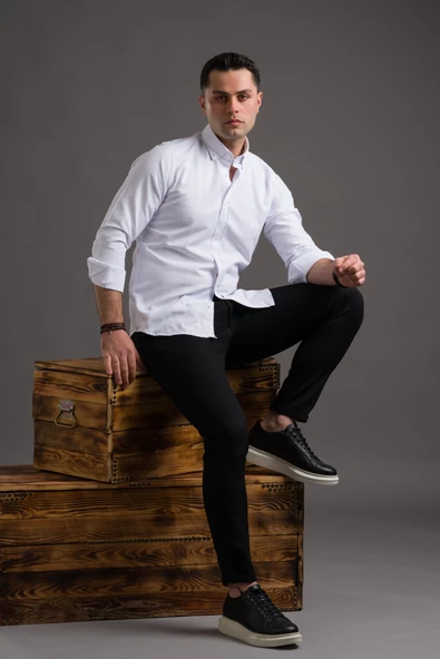 ADVANTE SLİMFİT DÜĞMELİ YAKA UZUN KOL ERKEK GÖMLEK - Resim 6