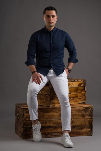 ADVANTE SLİMFİT DÜĞMELİ YAKA UZUN KOL ERKEK GÖMLEK - Resim 10