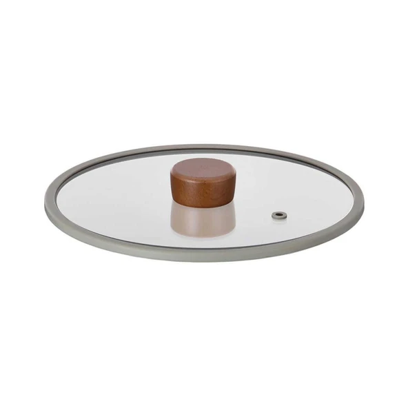 FİKA 22 CM DÜZ SİLİKON ÇERÇEVELİ CAM KAPAK GRİ