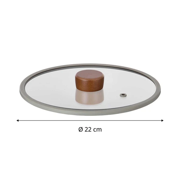 FİKA 22 CM DÜZ SİLİKON ÇERÇEVELİ CAM KAPAK GRİ - 2