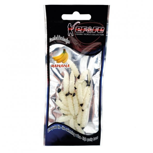 EFFE Fosforlu Larva Kurtçuk Muz Aromalı Silikon Yem 2.6cm 20ad