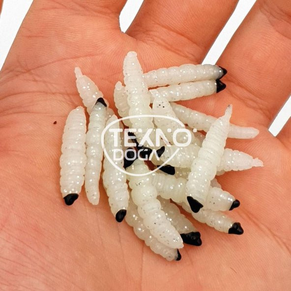 EFFE Fosforlu Larva Kurtçuk Muz Aromalı Silikon Yem 2.6cm 20ad - 3