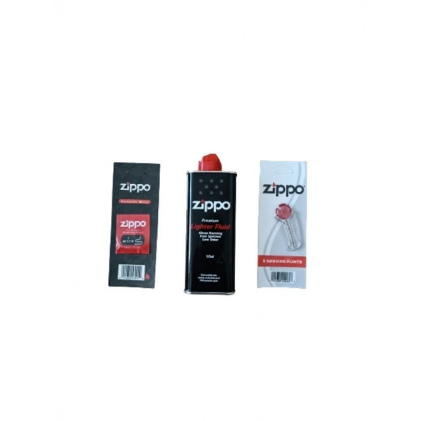zippo orjinal çakmak benzini zippo çakmak taşı ve fitil 3 lü set