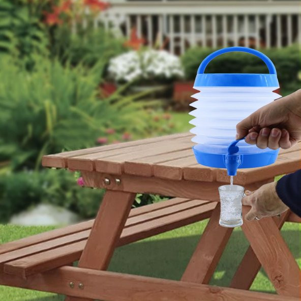Su Sebili Katlanabilir Termos Çeşmeli Körüklü 5.5 Litre Piknik Kamp Su Ayran Meşrubat İçecek Bidonu - 3