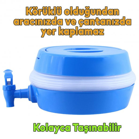 Su Sebili Katlanabilir Termos Çeşmeli Körüklü 5.5 Litre Piknik Kamp Su Ayran Meşrubat İçecek Bidonu - 4
