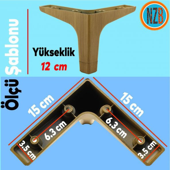 Mobilya Kanepe Sehpa TV Ünitesi Baza Koltuk Ayağı Açık Ceviz Renk 12 cm Ayak - 3