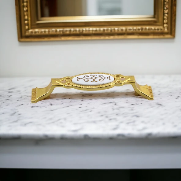 Palmira (96 MM - 9.6 CM) Gold Metal Mobilya Mutfak Dolabı Çekmece Dolap Kapak Kulpu Kulbu Kulpları - 5