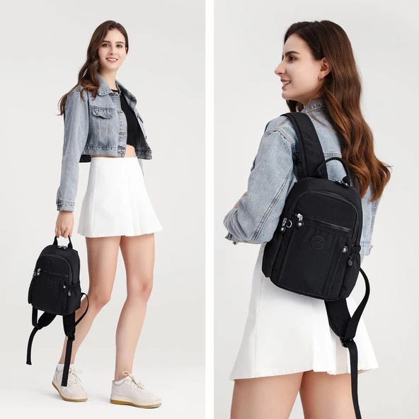 Smart Bags Küçük Boy Kadın Sırt Çantası Krinkıl Kumaş 3179 - Resim 4