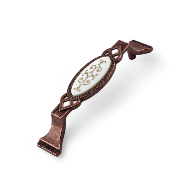 Palmira (96 mm - 9.6 cm) Eskitme Antik Bakır Metal Mobilya Mutfak Dolabı Dolap Kulpu Kulbu Kulpları - Resim 3