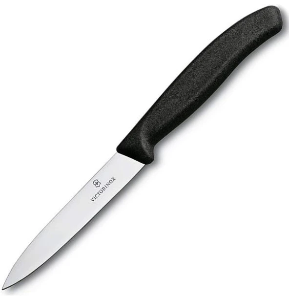 Victorinox Soyma Bıçağı 10cm Sivri Ağızlı Siyah