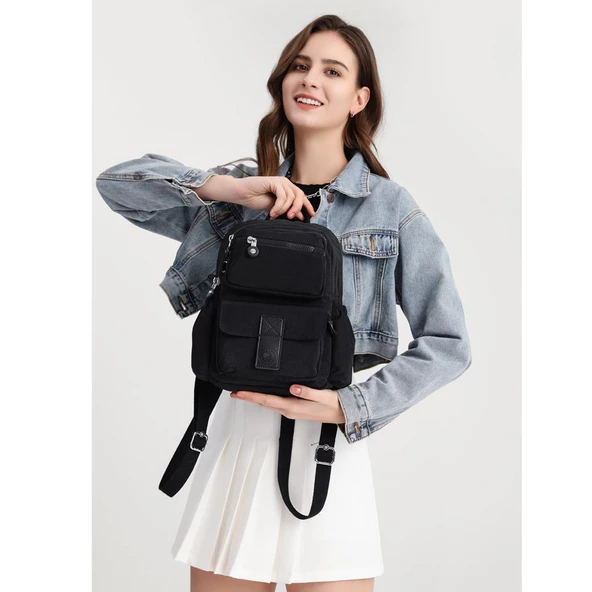 Smart Bags Kadın Sırt Çantası Küçük Boy Krinkıl Kumaş 3168 - 6