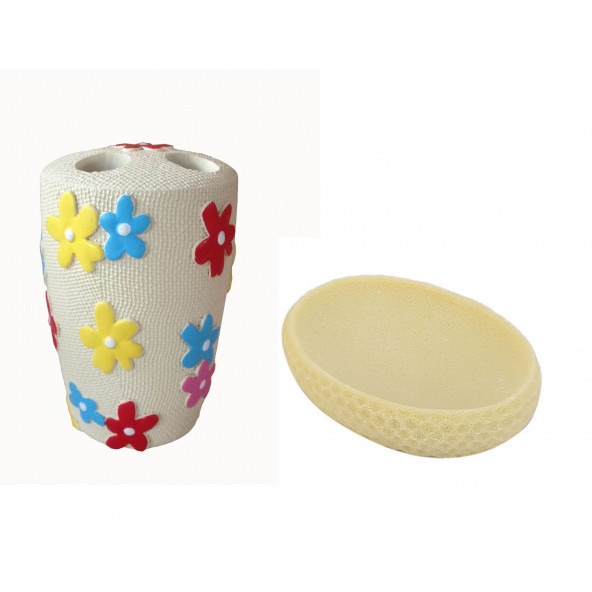 ZBOSP-C121 DİŞ FIRÇALIK VE SABUNLUK 2 Lİ SETRENKLİ ÇİÇEK - Resim 2