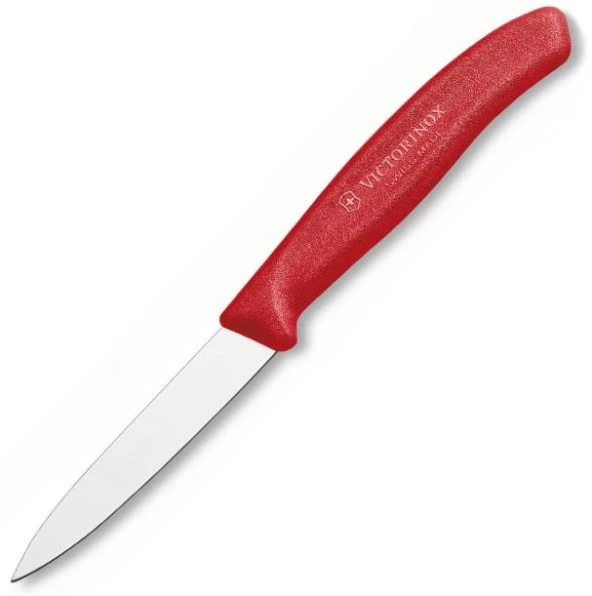 Victorinox Soyma Bıçağı 8cm Sivri Ağızlı Kırmızı