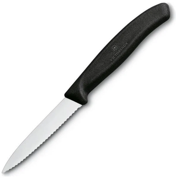 Victorinox Soyma Bıçağı 8cm Testere ve Sivri Ağızlı Siyah