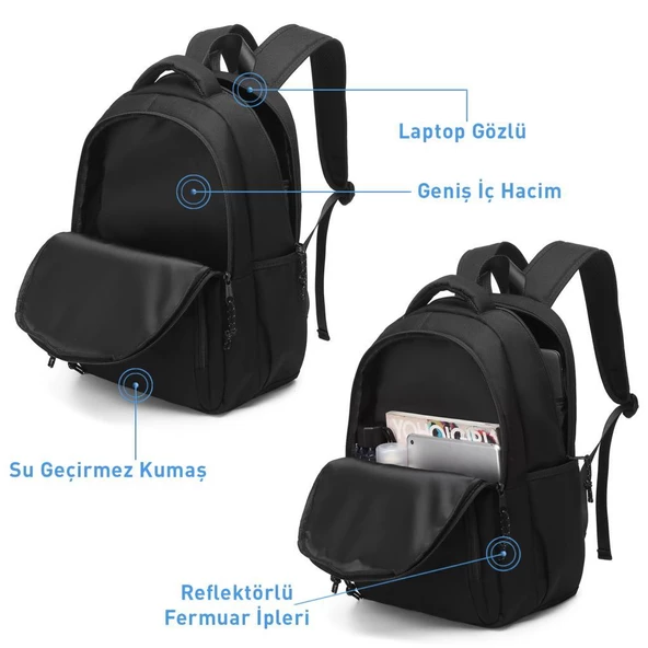 Smart Bags Sırt Çantası Okul Boyu Laptop Gözlü 3159 - 12