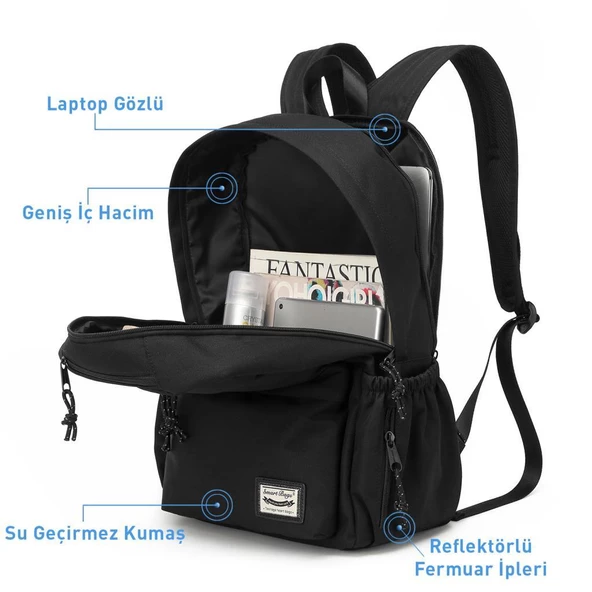 Smart Bags Sırt Çantası Okul Boyu Laptop Gözlü 3154 - 10