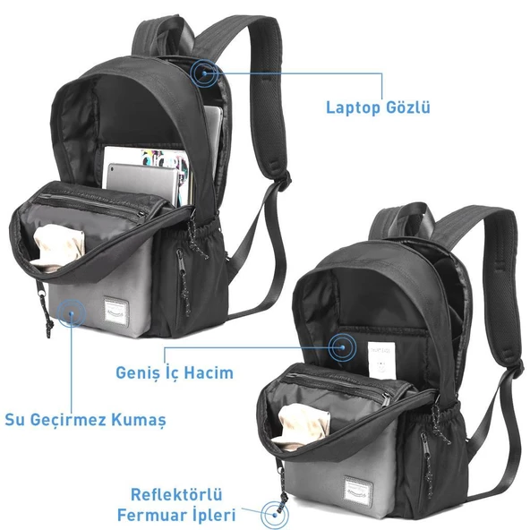 Smart Bags Sırt Çantası Okul Boyu Laptop Gözlü 3155 - 11