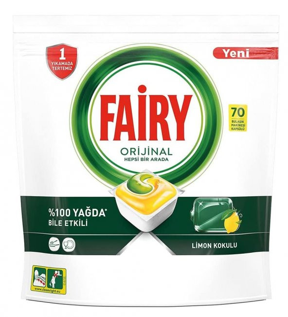 Fairy Bulaşık Makinesi Kapsülü Hepsi Bir Arada Limon Kokulu 70lı