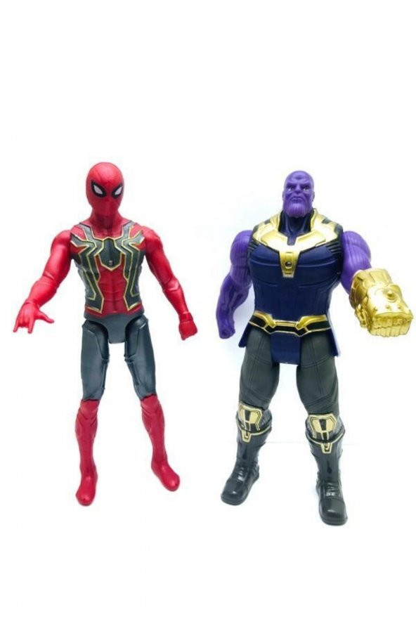 Spiderman & Thanos 2li Figür Işıklı Oyuncak Seti Örümcek Adam Thanos Karakter