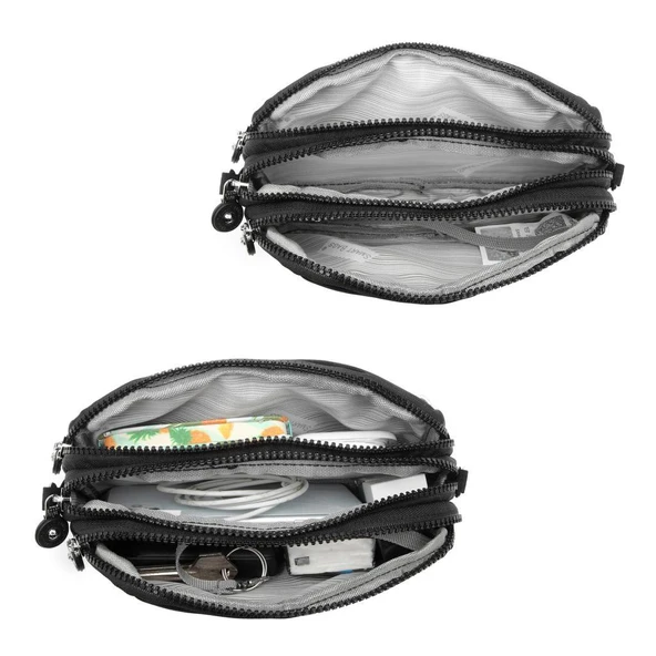 Smart Bags Mini Boy Postacı Çantası ve Cüzdanı Krinkıl Kumaş 1112 - Resim 11