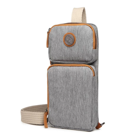 Kırçıllı Gri Kumaş Kadın Bodybag Çantası Smart Bags 3097 - 8