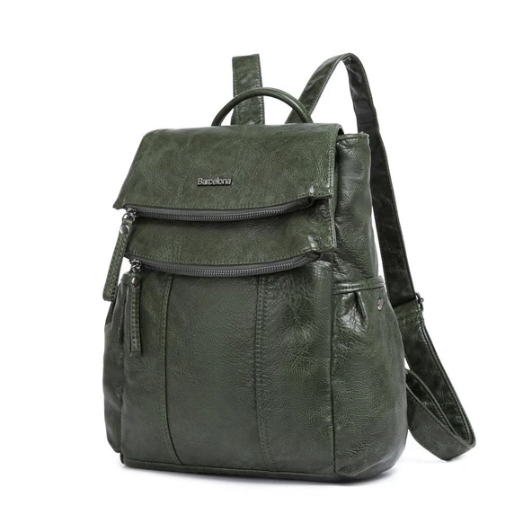 Yıkama Deri Orta Boy Kadın Sırt Çantası 21-K Barcelona 1608 - 3