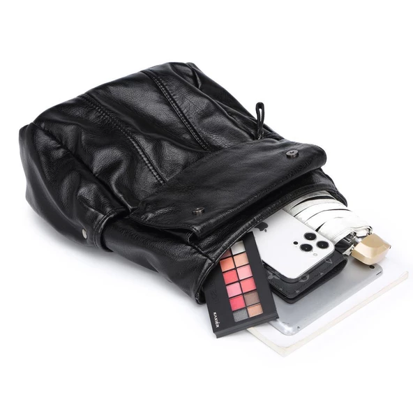 Yıkama Deri Orta Boy Kadın Sırt Çantası 21-K Barcelona 1608 - 8