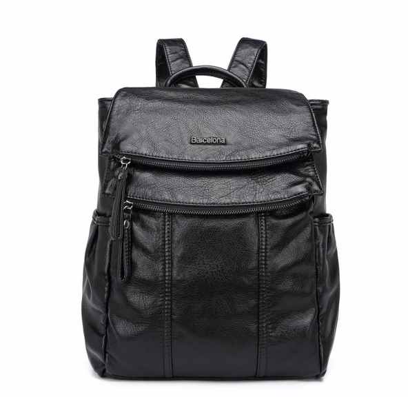 Yıkama Deri Orta Boy Kadın Sırt Çantası 21-K Barcelona 1608 - 9