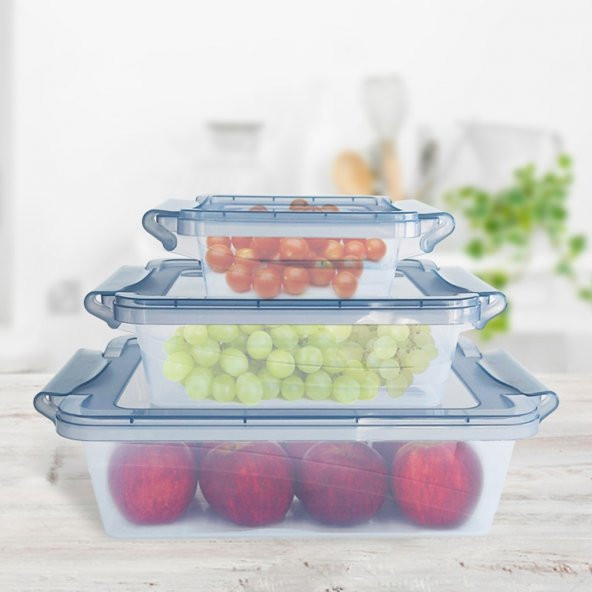 3‘lü Kilitli Saklama Kabı Seti – (0.40-1-2 Lt.) - 3