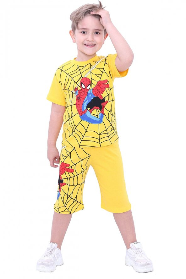 Raspberry Spiderman Baskı Detaylı Çocuk Kapri Takım