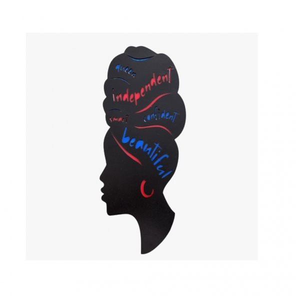 Veraart Epoksili Ahşap Afrikalı Kadın Figürlü Duvar Dekorlu Gece Lambası 60 cm - Resim 4