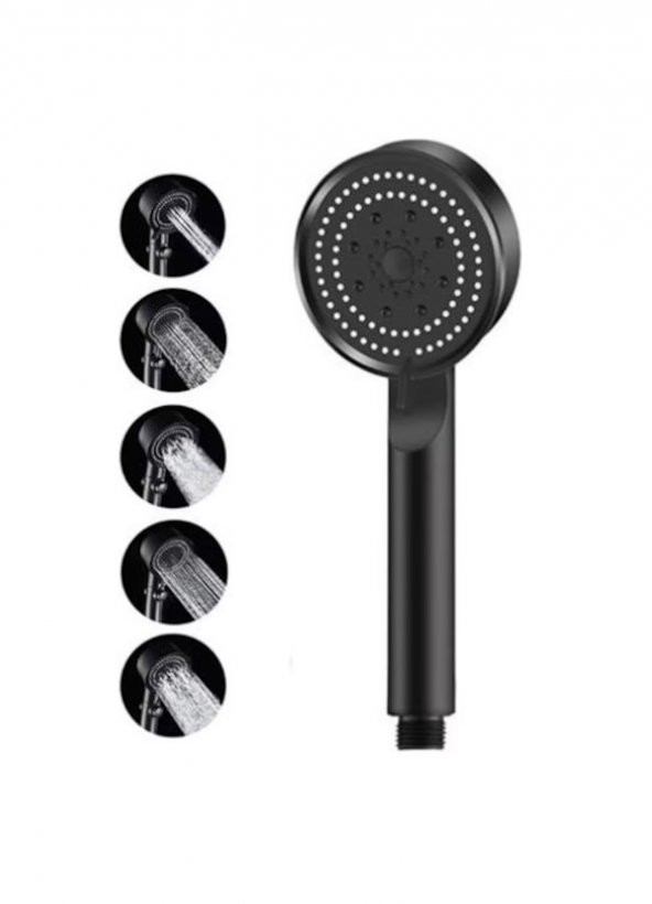 Hayal Sepeti  Siyah Turbo Fan 5 Fonksiyonlu Duş Başlığı El Duşu - 3