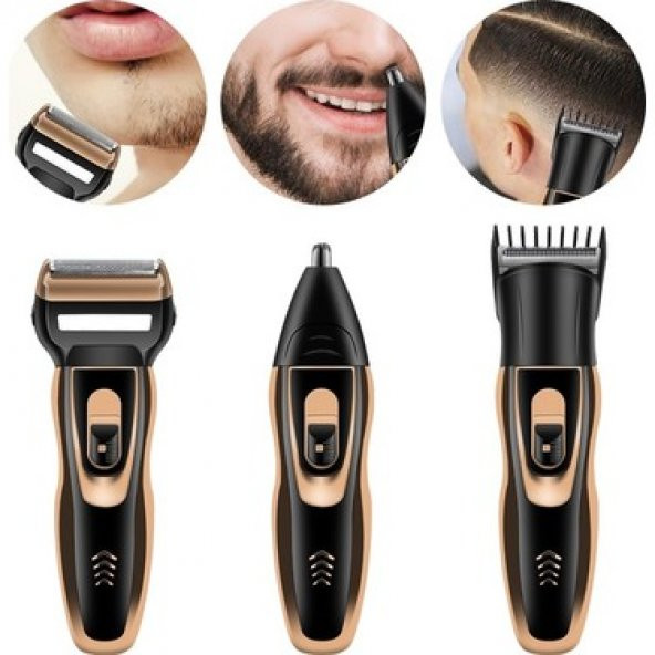 Üç Başlıklı Tıraş Makinesi Erkek Saç Sakal Bakım Seti (579)