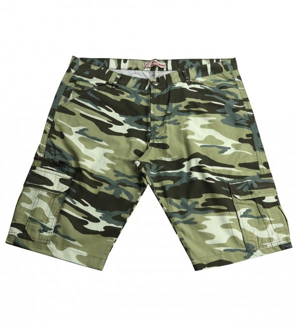 Erkek Büyük Beden Battal Boy Kamuflaj Şort Yan Cep - 11