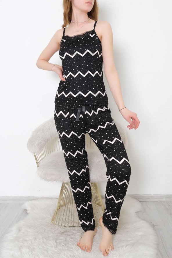 Baskılı Pijama Takımı Siyahdesenli1 - 9226.1287.