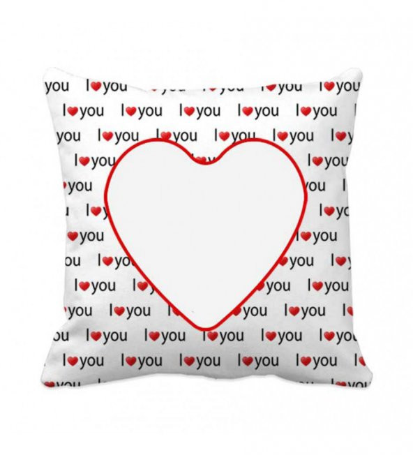 Kişiye Özel Baskılı I Love You Kalp Desen Yastık 37 cm - 5